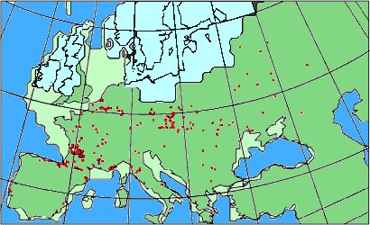 Karta ver gravettienkulturens boplatser