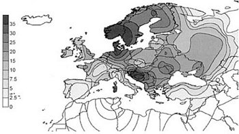 Karta ver haplogroup I i europernas mtDNA