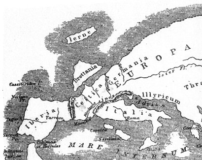 Karta ver Europa enligt Strabon