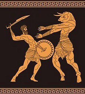Theseus kmpar med Minotaurus