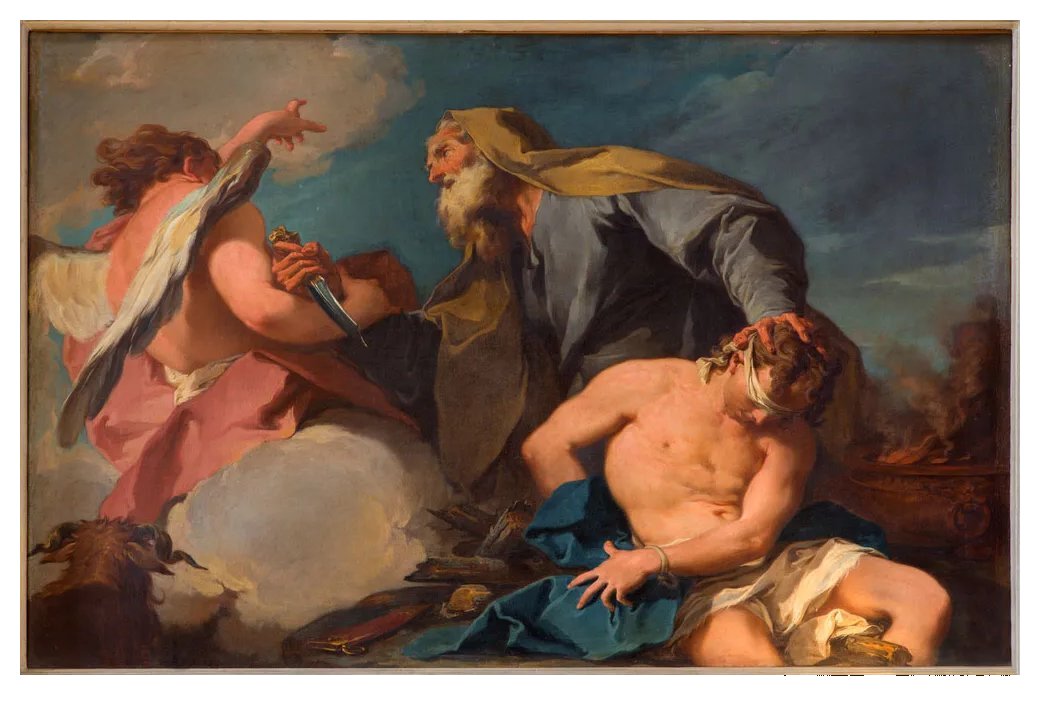 Ängeln hindrar Abraham pffra Isak