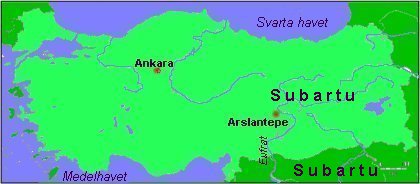 Karta ver Mindre Asien visande Arslantepes plats